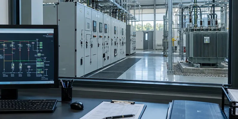 Electrical infrastructure viewed from an operational audit station